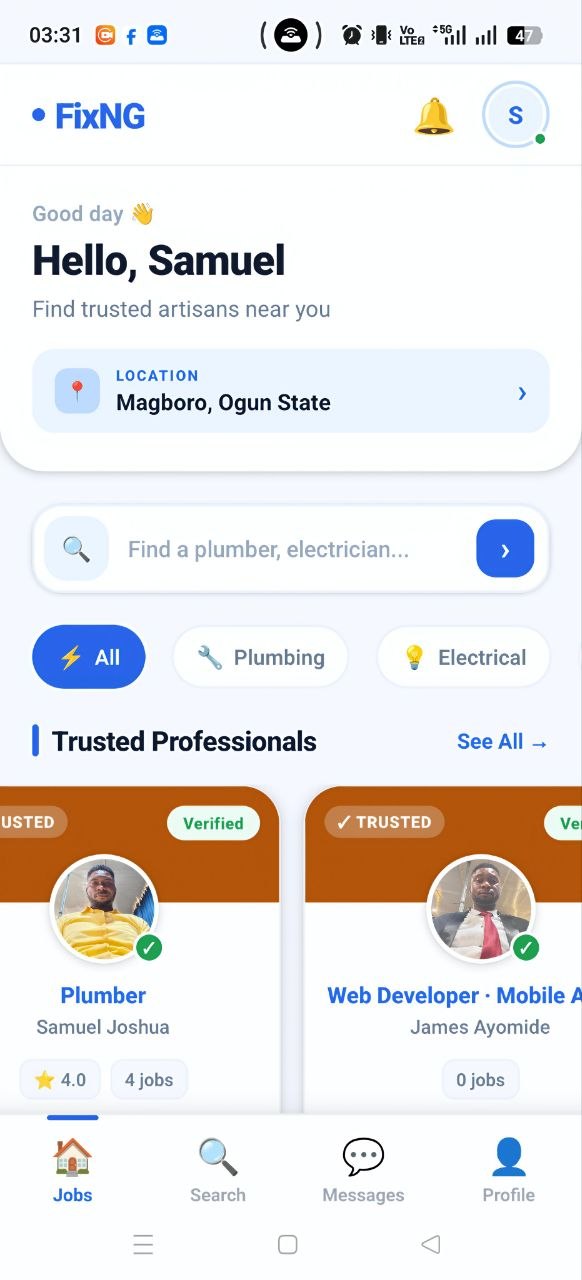 FixNG Home Screen