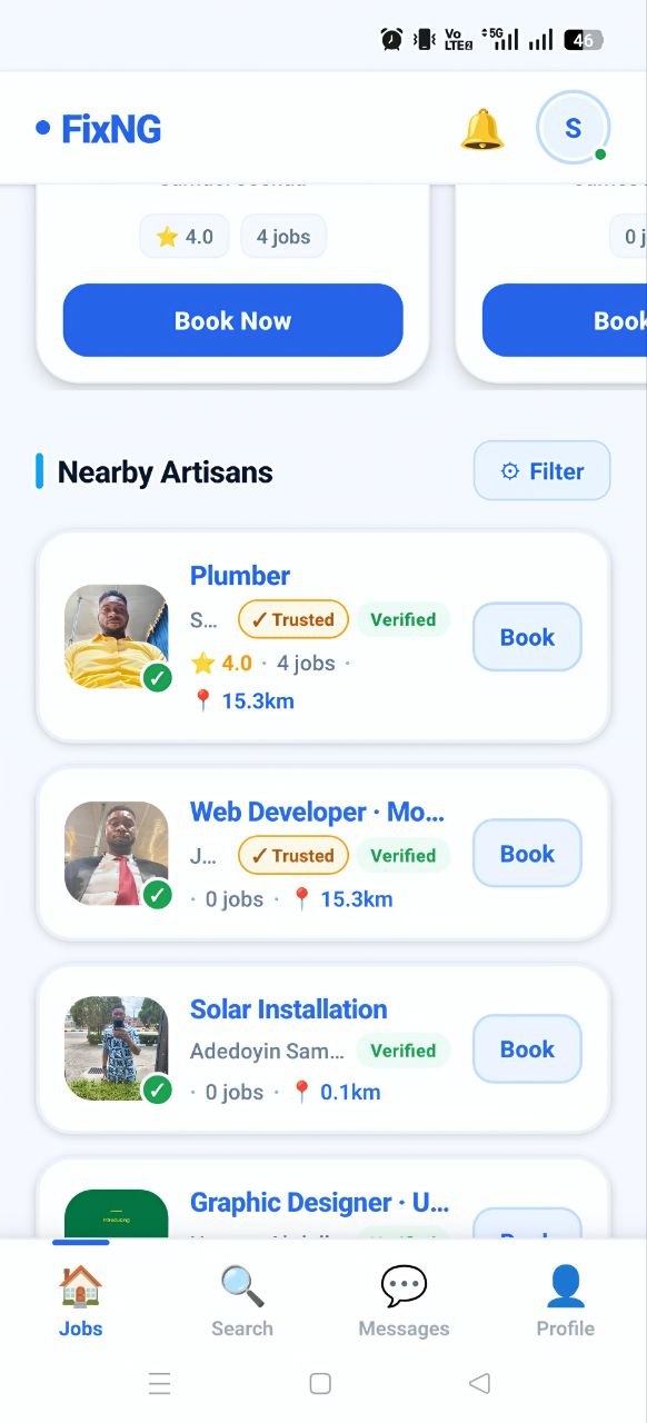 FixNG Job List Screen
