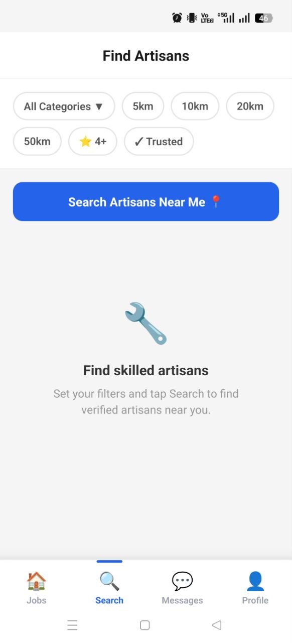FixNG Job Search Screen